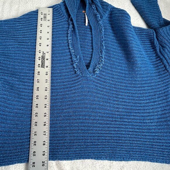 Free People Womens Marley Collared Cropped Oversized V-Neck Sweater Size XS Blue - Picture 8 of 8